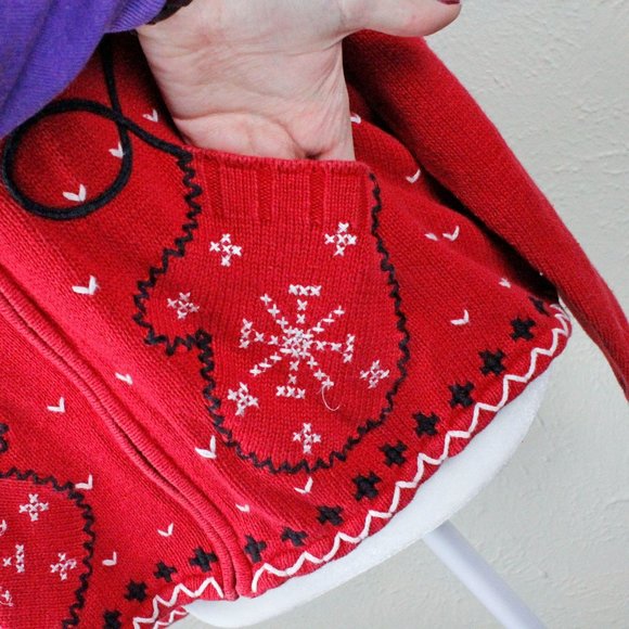 Designers Originals Studio Joy Christmas holiday sweater cardigan mitten pockets - Picture 3 of 8